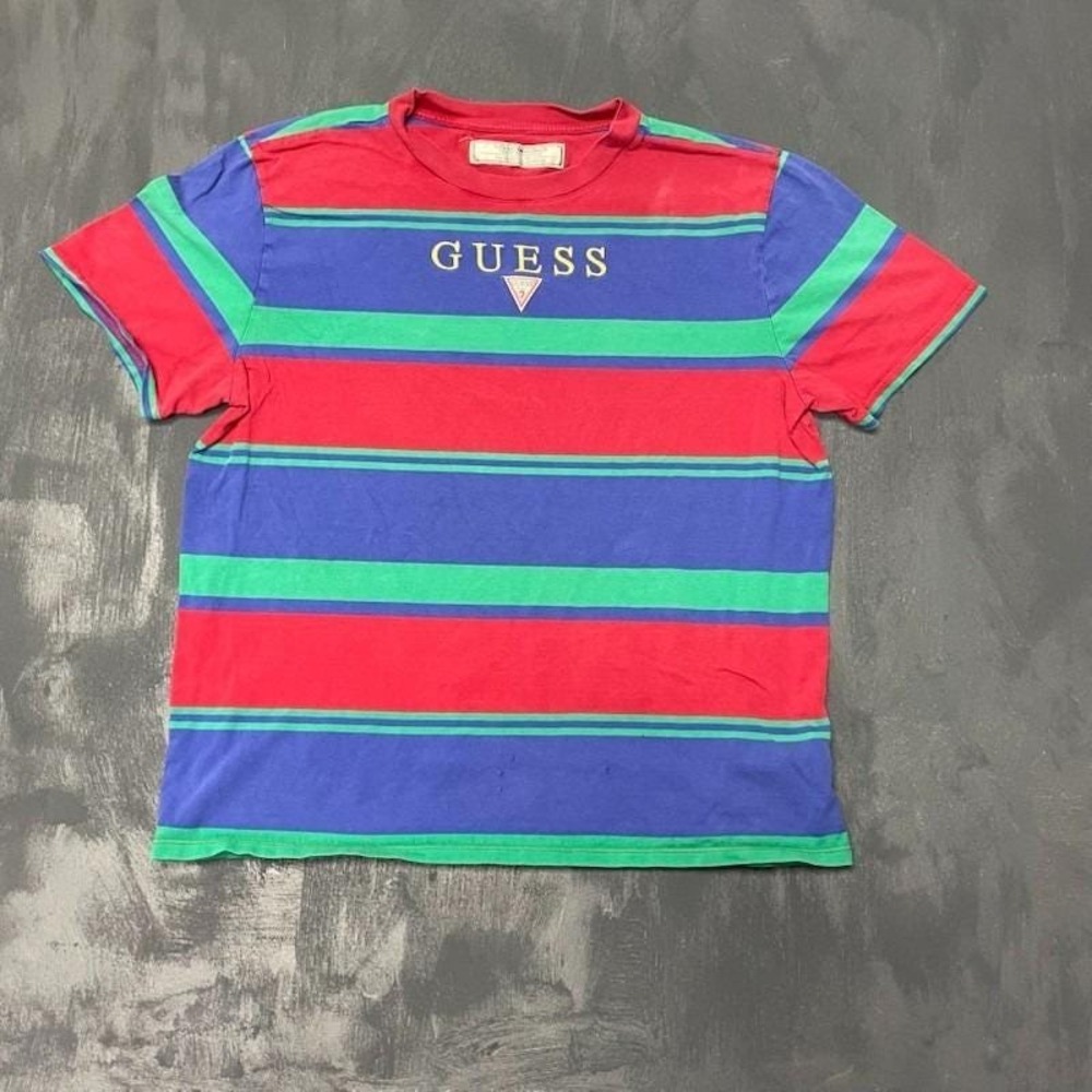 Vintage Striped T-Shirt Men XL Blue 1990s Guess